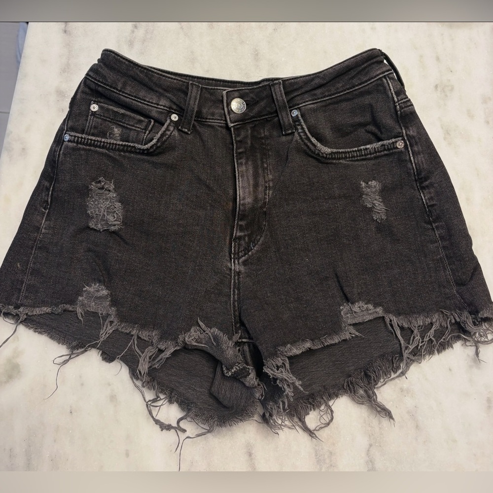 Mavi Charcoal Distressed Jean Shorts